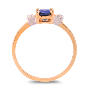 10K Midnight Sapphire Ring with Diamond Accents in Yellow Gold