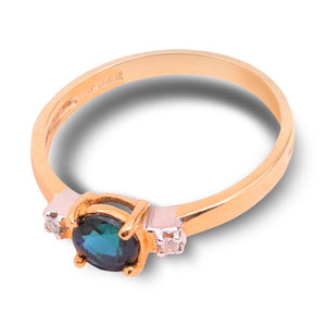 Midnight Sapphire Ring with Diamond Accents in Yellow Gold, 10k