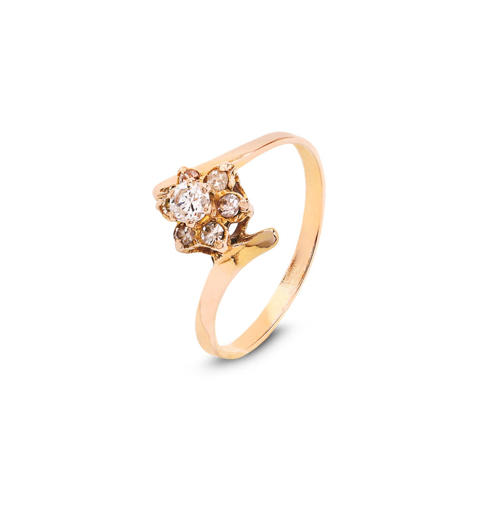 10K Rose Gold Floral Cluster Diamond Ring