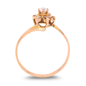 10K Rose Gold Floral Cluster Diamond Ring