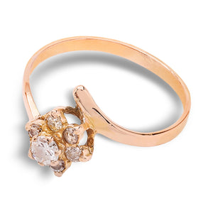 10K Rose Gold Floral Cluster Diamond Ring