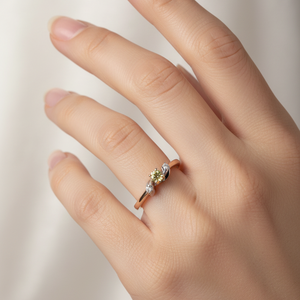 10K Golden Blossom Ring with Peridot and Diamond Accents