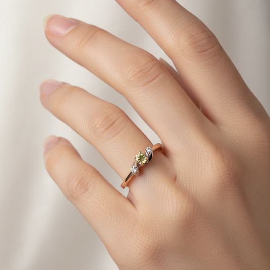 10K Golden Blossom Ring with Peridot and Diamond Accents