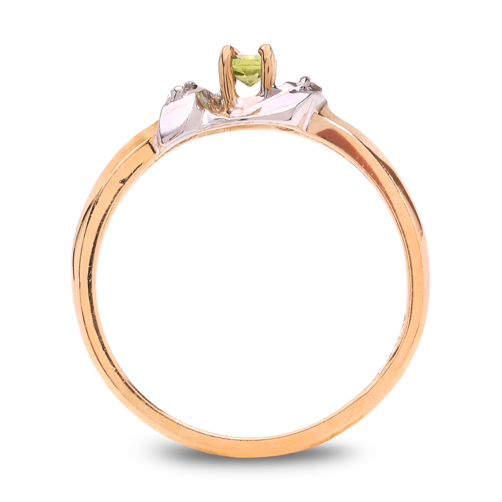 Golden Blossom Ring with Peridot and Diamond Accents, 10k