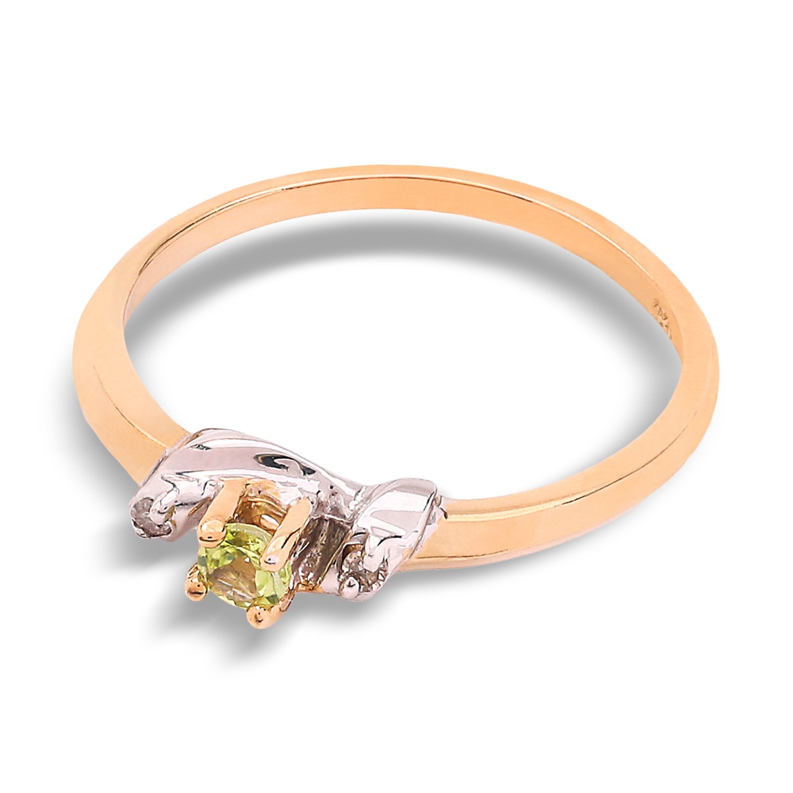 Golden Blossom Ring with Peridot and Diamond Accents, 10k