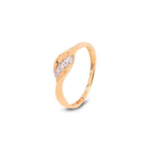 10K Yellow Gold with Diamonds Elegant Wave Ring