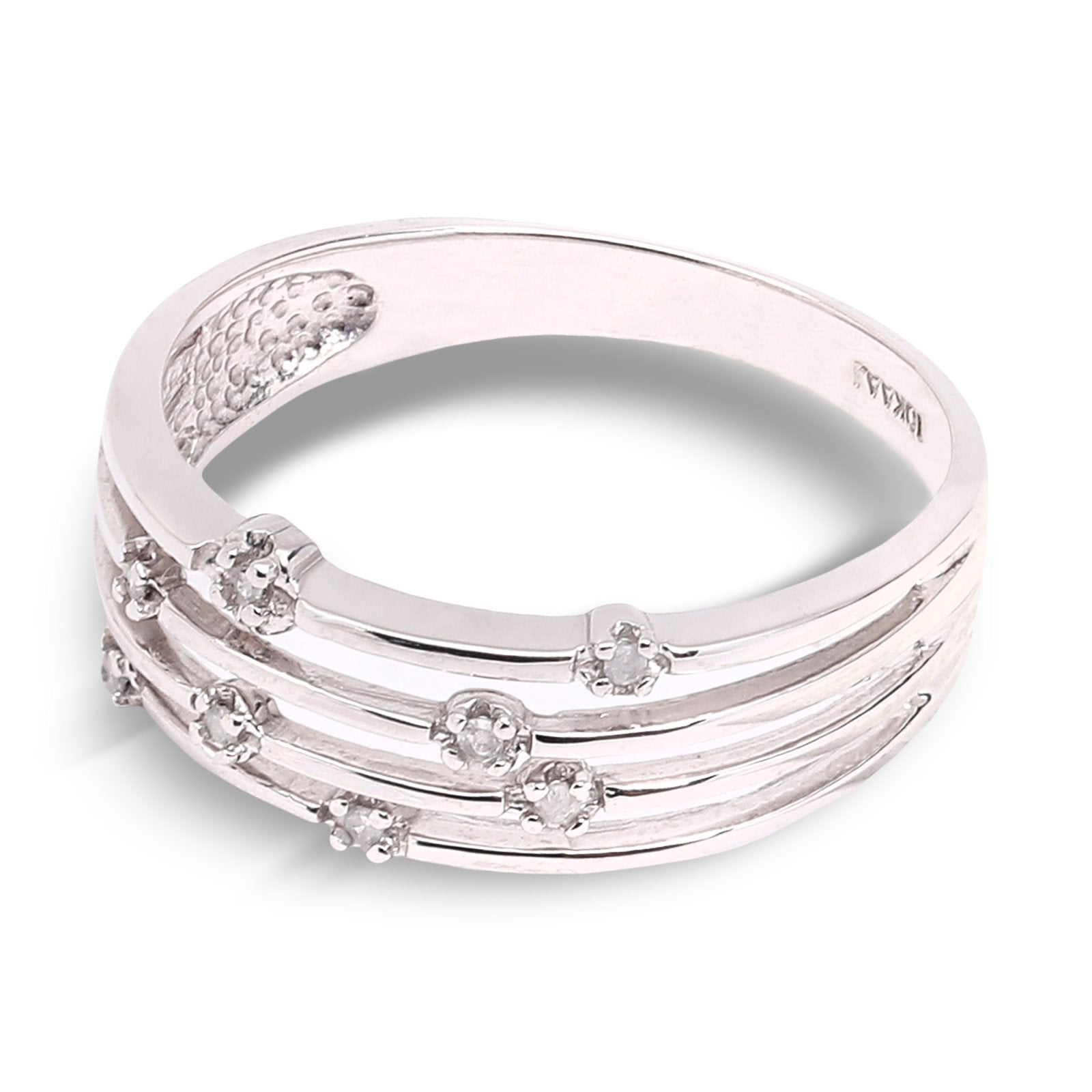 Starlit Strands Diamond Ring in White Gold, 10k, TDW: 0.01ct