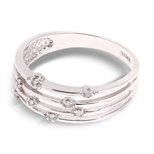 Starlit Strands Diamond Ring in White Gold, 10k, TDW: 0.01ct
