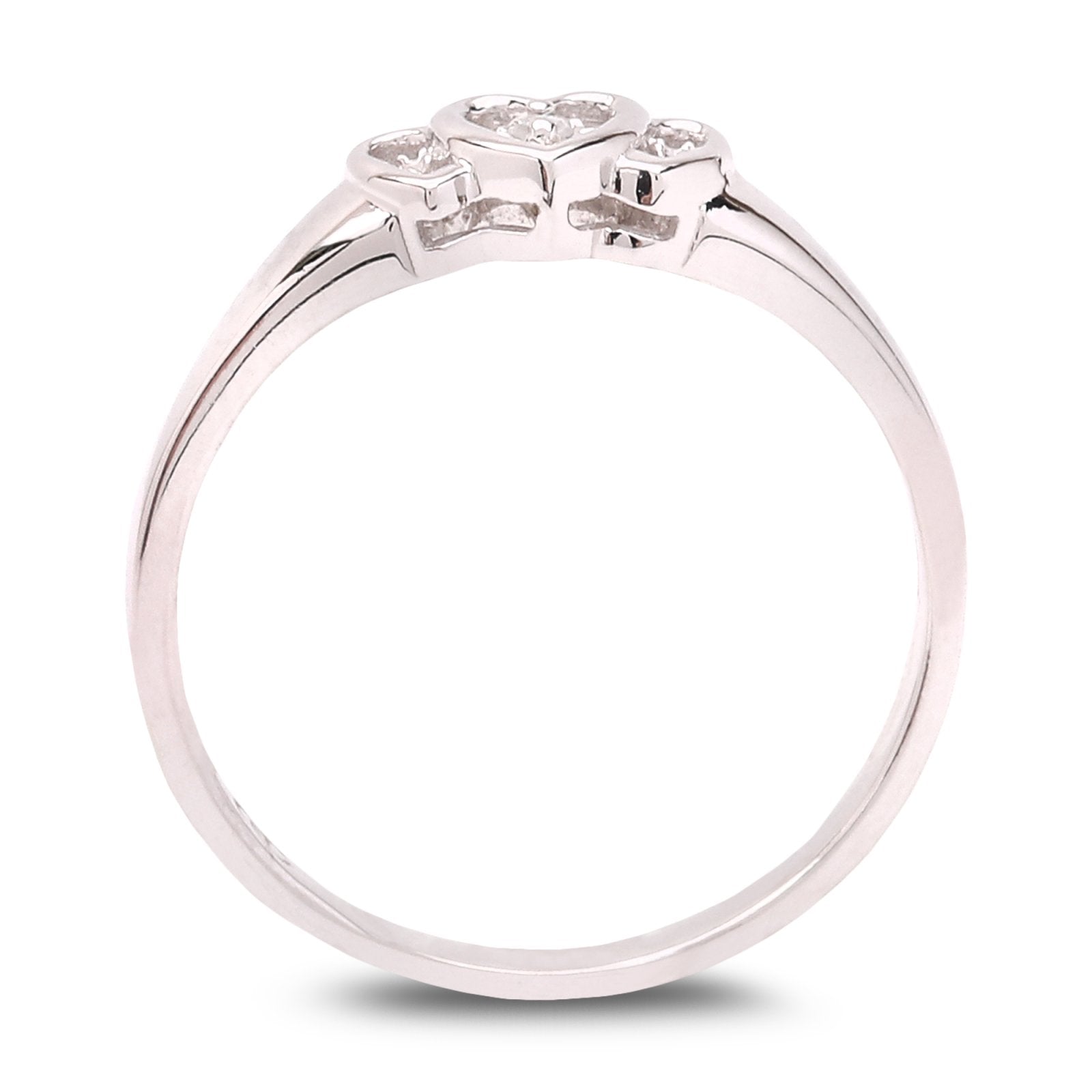 Triple Heart Diamond Ring in White Gold, 10k
