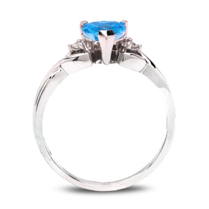 Ocean Heart Blue Topaz Ring in White Gold, 10k