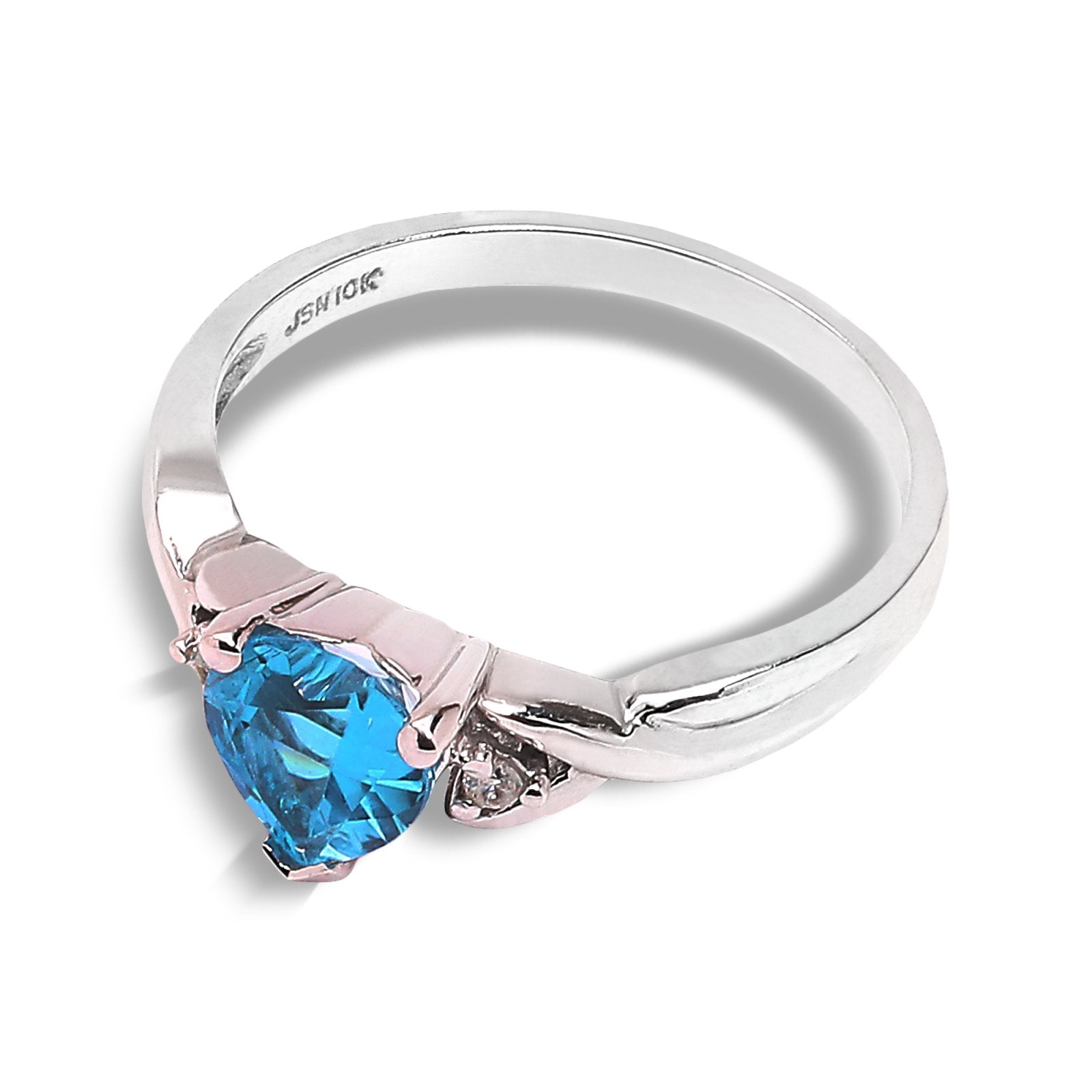 Ocean Heart Blue Topaz Ring in White Gold, 10k