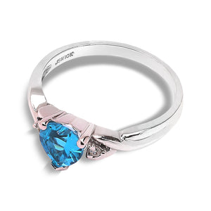 Ocean Heart Blue Topaz Ring in White Gold, 10k