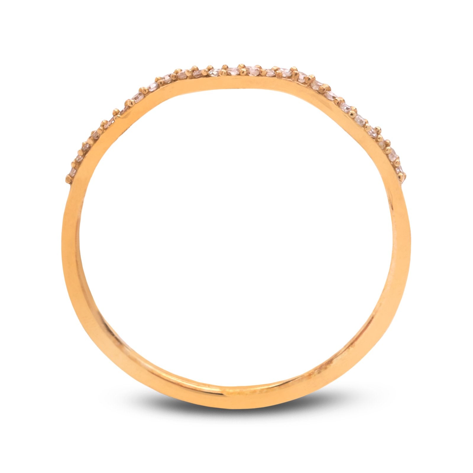 Yellow Gold Wave Diamond Stacking Ring set with 25 Round Diamonds, TDW: 0.1ct,10k