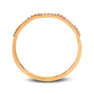 Yellow Gold Wave Diamond Stacking Ring set with 25 Round Diamonds, TDW: 0.1ct,10k