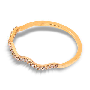 Yellow Gold Wave Diamond Stacking Ring set with 25 Round Diamonds, TDW: 0.1ct,10k