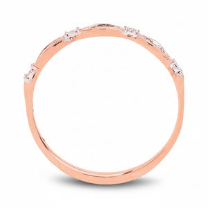 10K Yellow Gold Slim  Band with Baguette and Round Diamond Accents TDW: 0.20ct