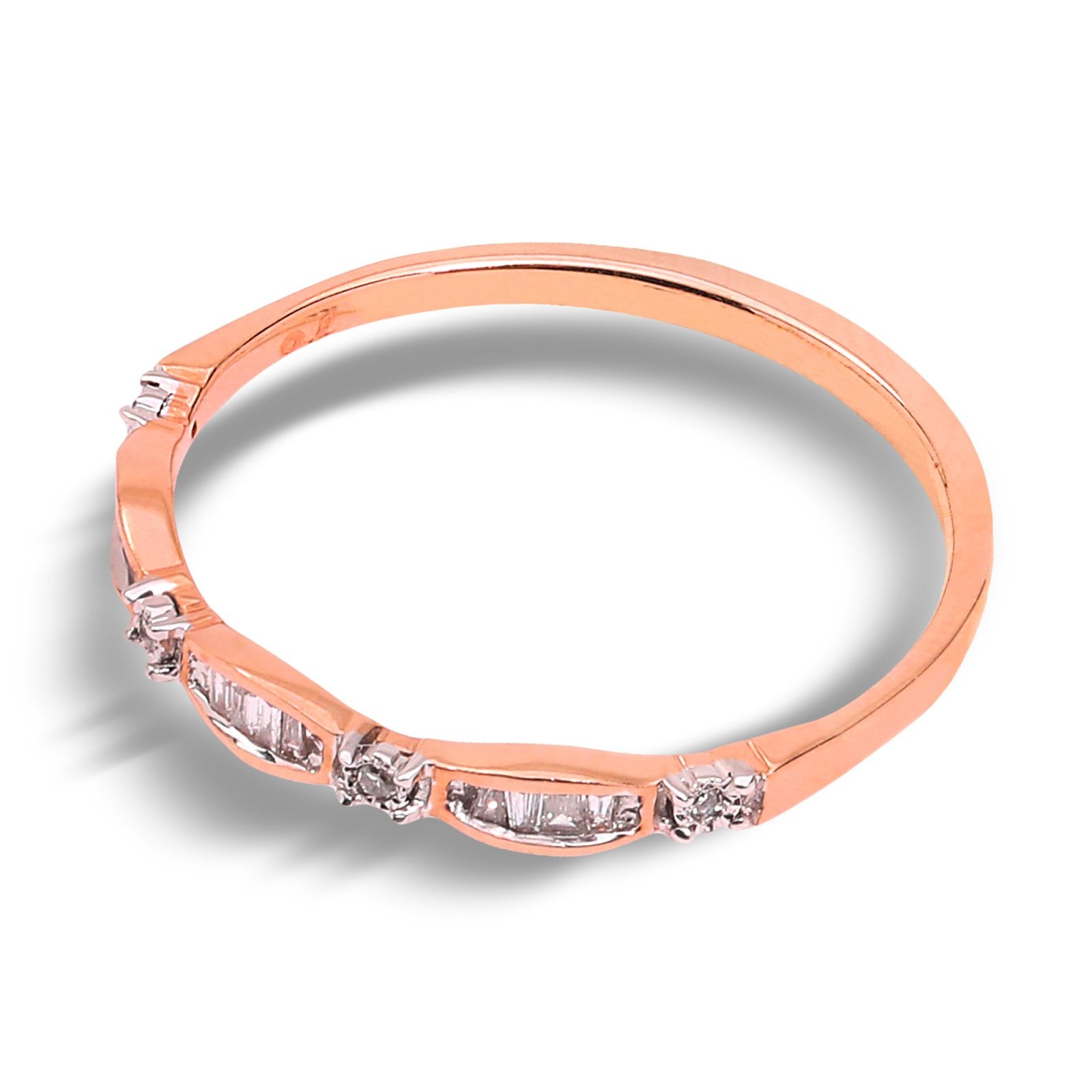 Slim Rose Gold Band with Baguette and Round Diamonds, TDW: 0.2ct