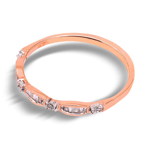 Slim Rose Gold Band with Baguette and Round Diamonds, TDW: 0.2ct