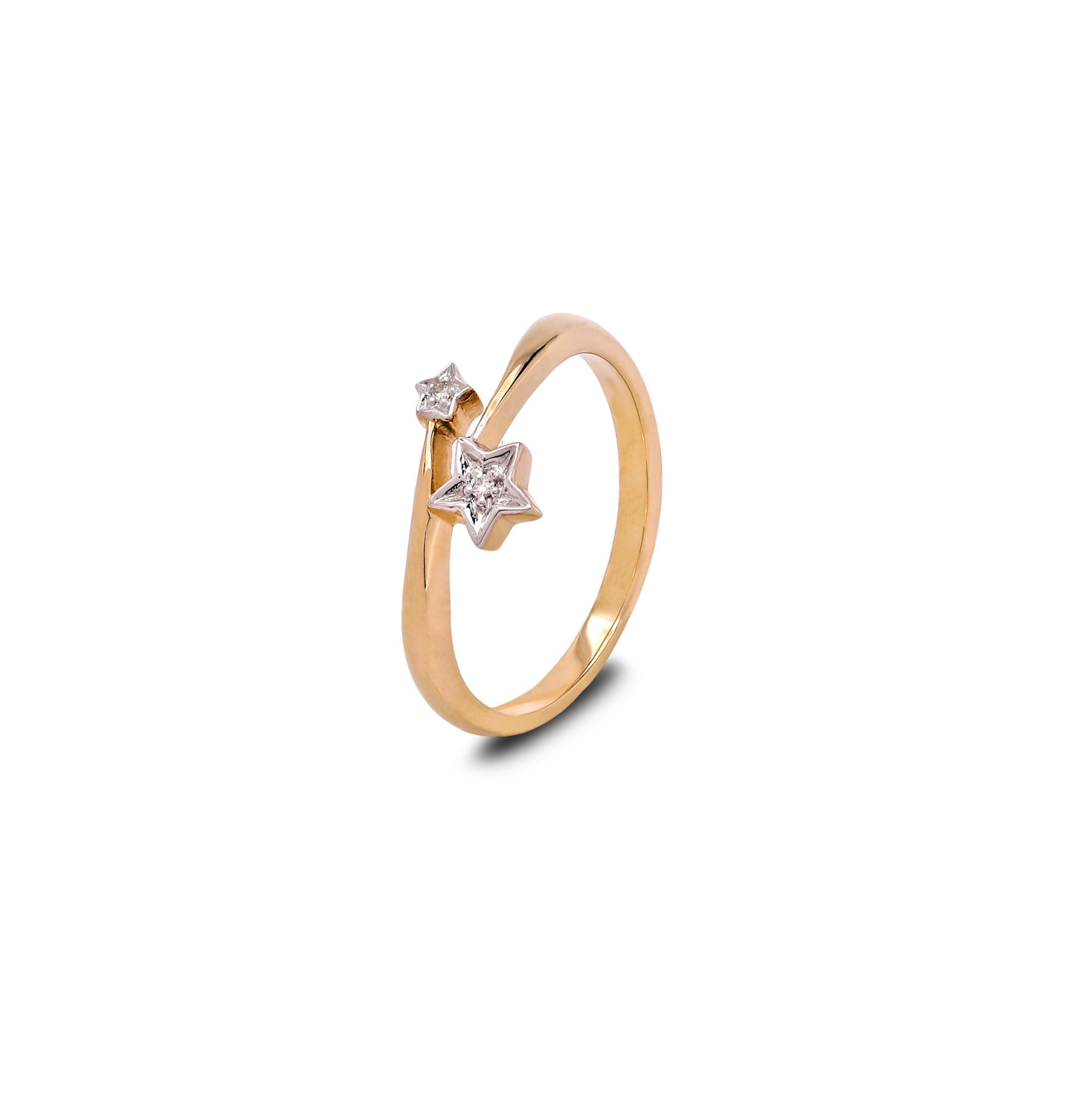10K Yellow Gold Star Design Ring. TDW:0.04ct