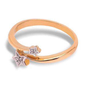10K Yellow Gold Star Design Ring. TDW:0.04ct