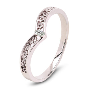 Vintage Lace White Gold Ring with Marquise Diamond, 10K