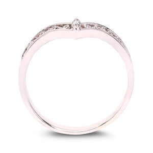 Vintage Lace White Gold Ring with Marquise Diamond, 10K