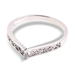 Vintage Lace White Gold Ring with Marquise Diamond, 10K