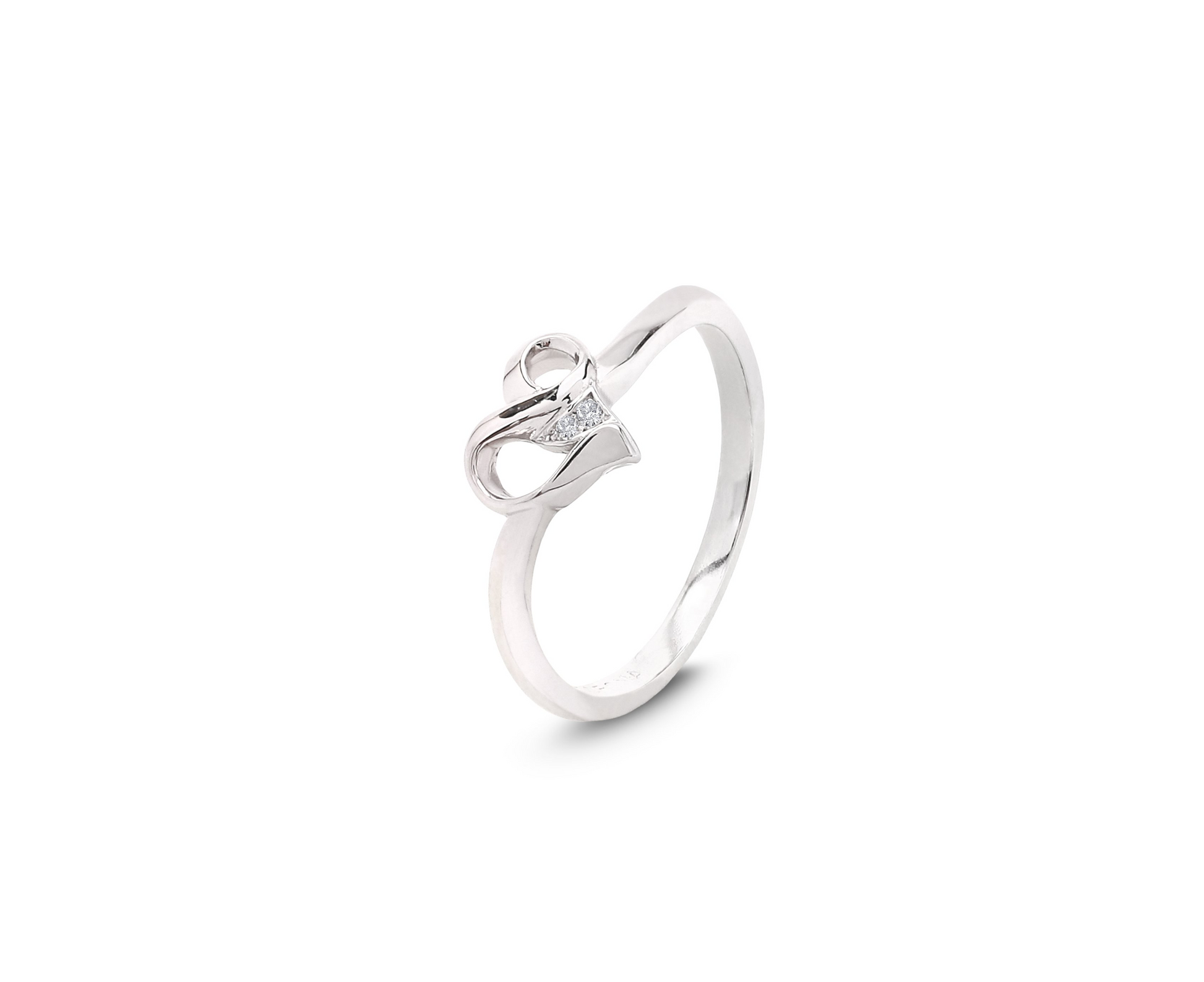 10K White Gold Two Diamond Heart Promise Ring