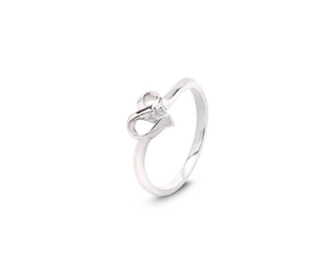 10K White Gold Two Diamond Heart Promise Ring