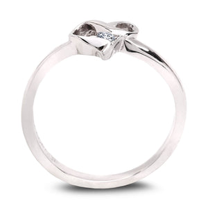 10K White Gold Heart style Ring setting with Two Diamond TDW:0.10ct