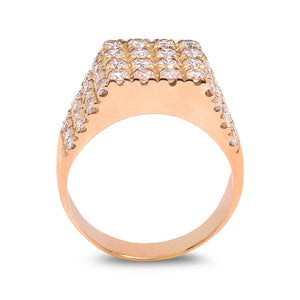 Yellow Gold Men Diamond Ring. TDW: 1.92ct, EF, VS1-2, 18k, 12.85gr
