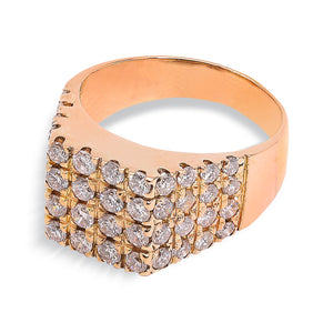 Yellow Gold Men Diamond Ring. TDW: 1.92ct, EF, VS1-2, 18k, 12.85gr