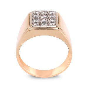 Yellow Gold Men's Diamond Ring with 12 Round Diamonds. 10k, TDW: 0.36ct, VS, GH
