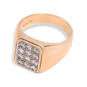Yellow Gold Men's Diamond Ring with 12 Round Diamonds. 10k, TDW: 0.36ct, VS, GH