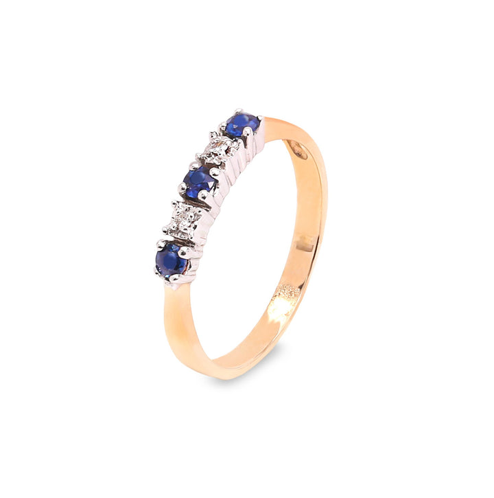 10K Two-Tones Gold Diamond and Sapphire Band