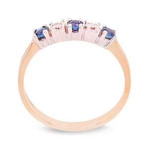 10K Two Tones Gold two diamonds 3 sapphire band