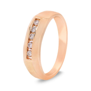 Yellow Gold Ring with 5 Diamonds in Single Row. 14k, 4.2gr, TDW: 0.25ct, VS-SI, GH