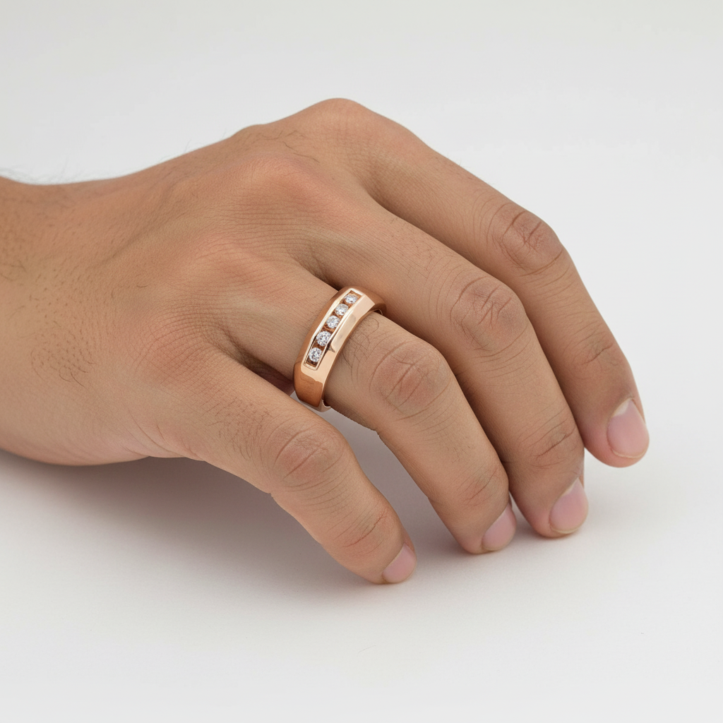 Yellow Gold Ring with 5 Diamonds in Single Row. 14k, TDW: 0.25ct, VS-SI, GH