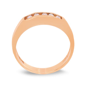 Yellow Gold Ring with 5 Diamonds in Single Row. 14k, 4.2gr, TDW: 0.25ct, VS-SI, GH