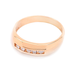 Yellow Gold Ring with 5 Diamonds in Single Row. 14k, 4.2gr, TDW: 0.25ct, VS-SI, GH