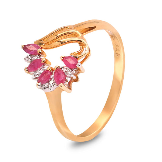 Yellow Gold Ring Ruby and Diamond Heart Setting,10k