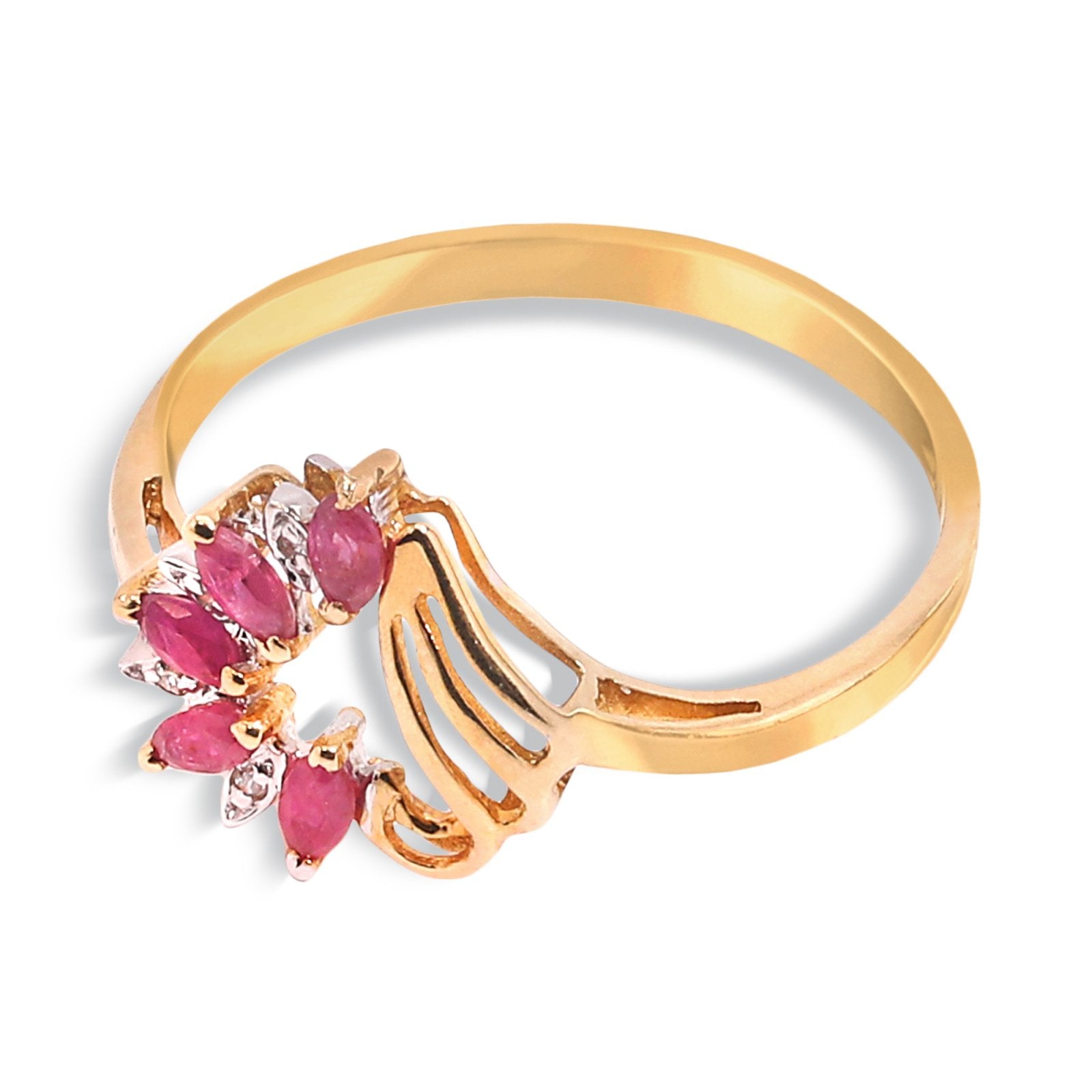 Yellow Gold Ring Ruby and Diamond Heart Setting,10k