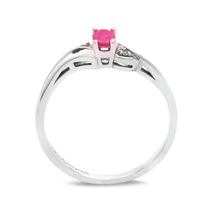 10K White Gold Round Ruby Ring Elegant Bypass Design