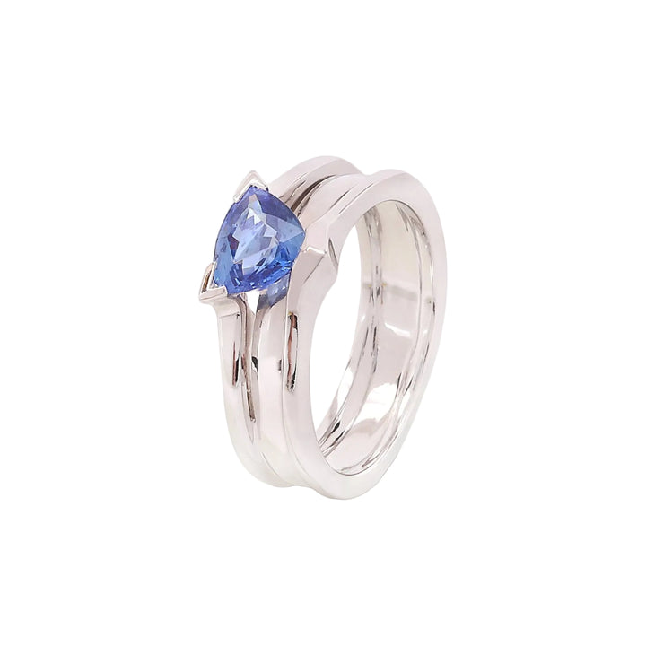 14K White Gold Triangle Shape Tanzanite Ring