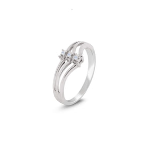 10K White Gold Triple Shoulder Diamond Ring