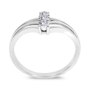 10K White Gold Triple Shoulder Diamond Ring