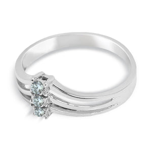 10K White Gold Triple Shoulder Diamond Ring