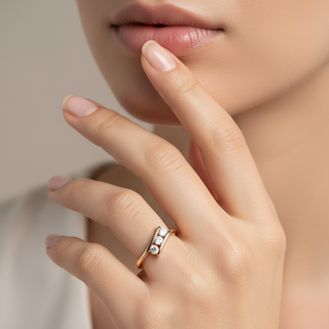 10K Yellow Gold Triple Diamond Band. TDW: 0.10ct SI H