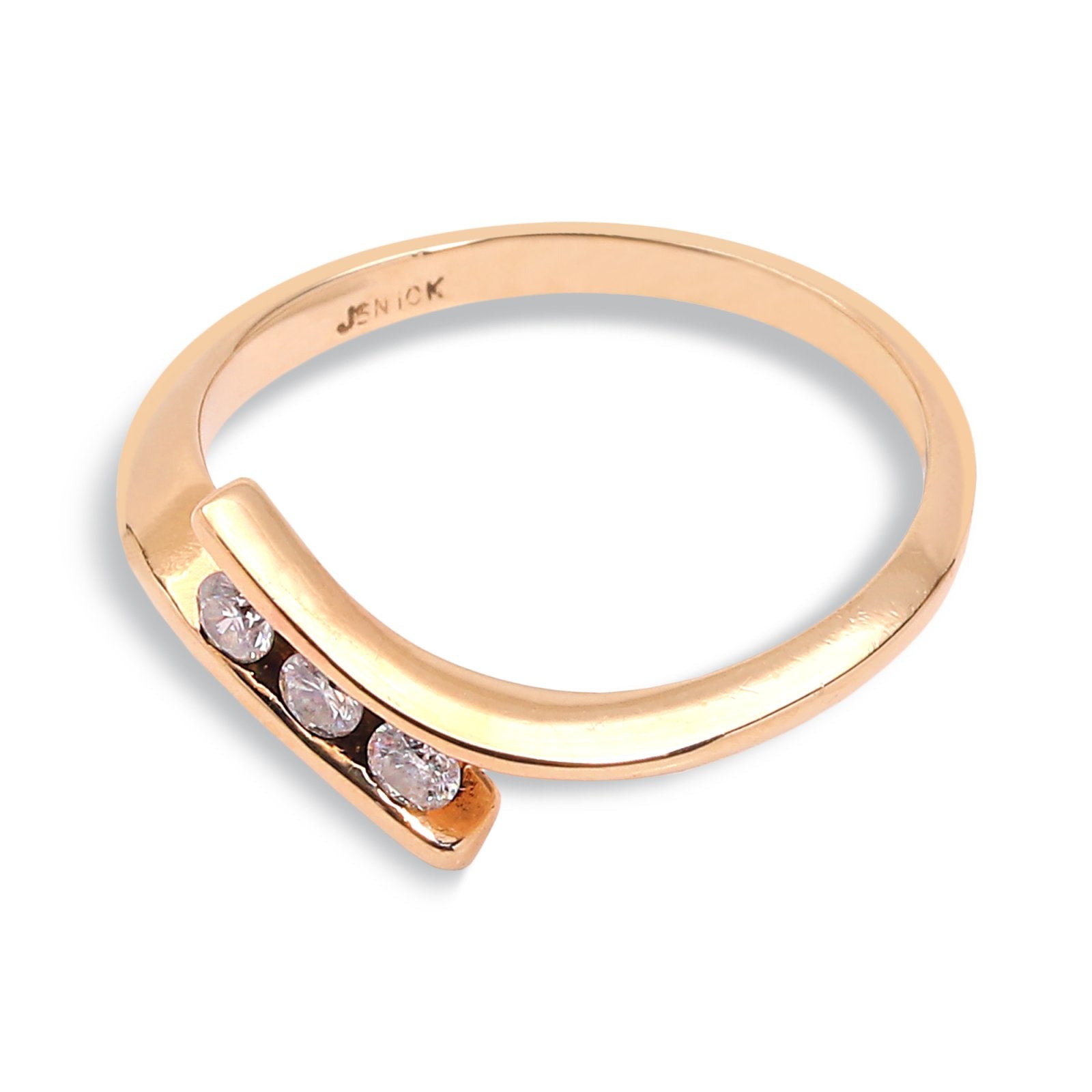 Yellow Gold Triple Diamond Band. TDW: 0.1ct  SI H. 10k