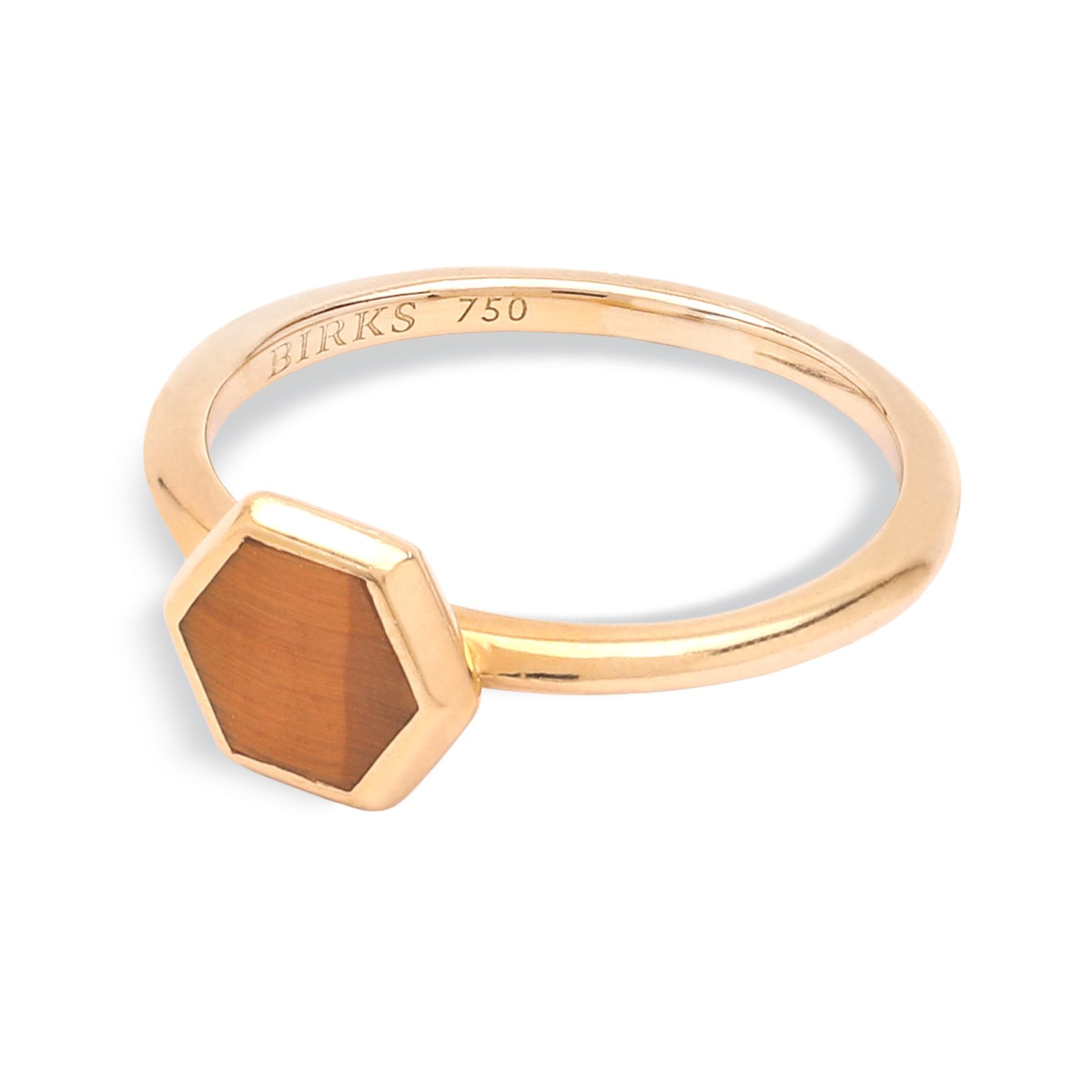 Yellow Gold Ring with Hexanol Design on top sett with Tiger Eyes, 18k , 2.7gr